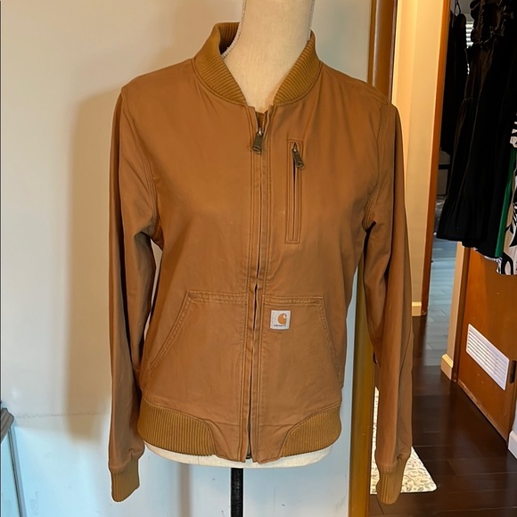 Carhartt Tan Bomber Jacket Durable Workwear - Picture 1 of 9